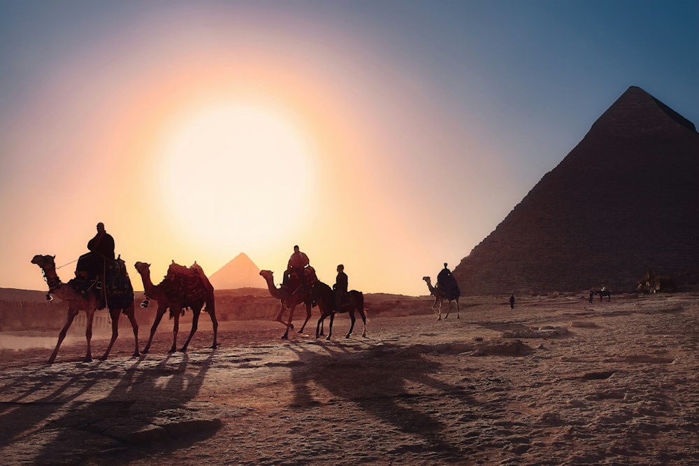 Pyramids at sunset in Egypt